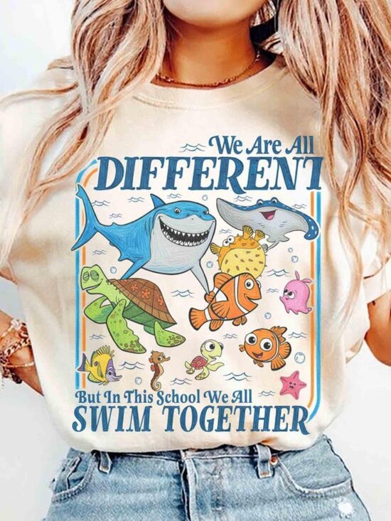 Tops - We Are all Different But in This School We all Swim Together Quotes T-shirt